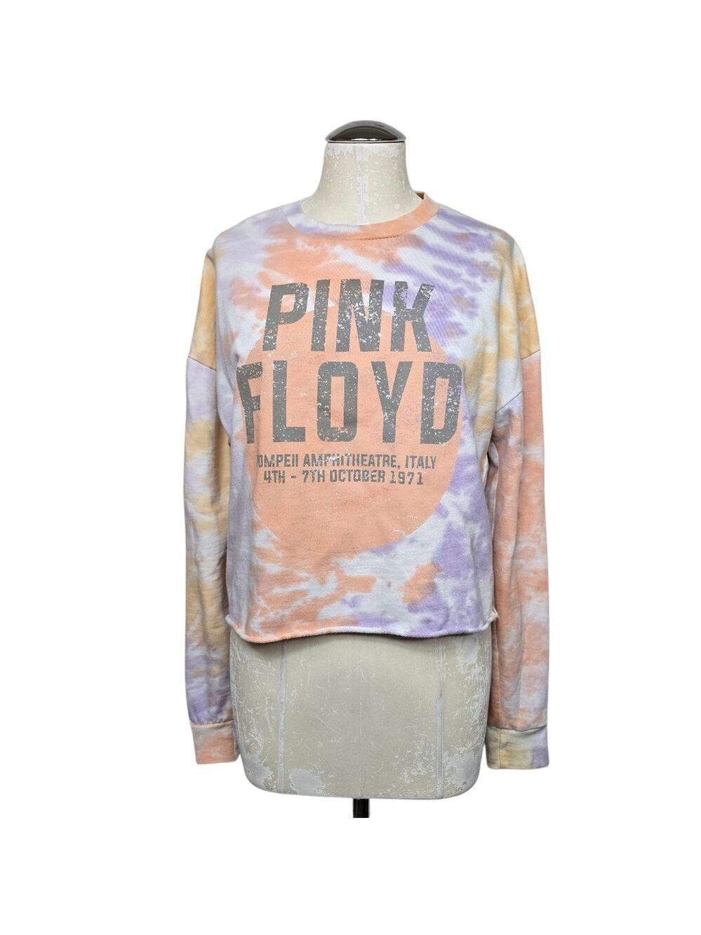 Pink Floyd Crewneck Tie Dye Cropped Sweatshirt S